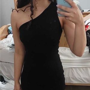 One Shoulder Split Hem Dress